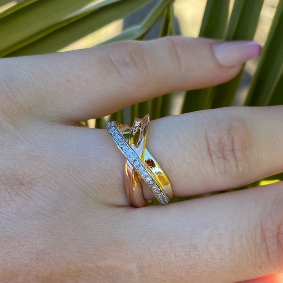 New Elegant Tricolor 925 Silver Ring - Picture 7 of 10